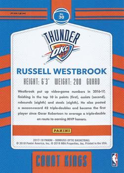 2017-18 Donruss Optic - Court Kings Holo #30 Russell Westbrook Back
