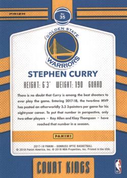2017-18 Donruss Optic - Court Kings Holo #35 Stephen Curry Back