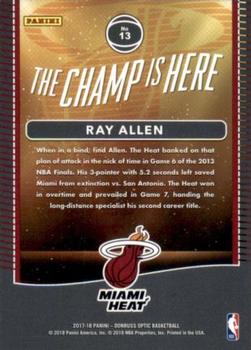 2017-18 Donruss Optic - The Champ is Here #13 Ray Allen Back