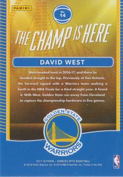 2017-18 Donruss Optic - The Champ is Here #14 David West Back