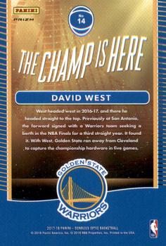 2017-18 Donruss Optic - The Champ is Here Fast Break Holo #14 David West Back
