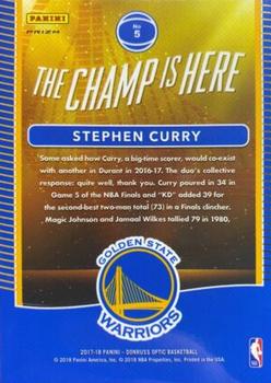 2017-18 Donruss Optic - The Champ is Here Holo #5 Stephen Curry Back