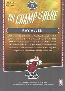 2017-18 Donruss Optic - The Champ is Here Holo #13 Ray Allen Back