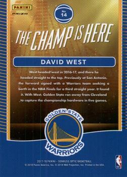 2017-18 Donruss Optic - The Champ is Here Holo #14 David West Back