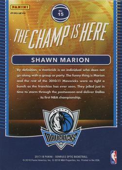 2017-18 Donruss Optic - The Champ is Here Holo #15 Shawn Marion Back