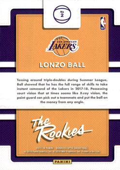 2017-18 Donruss Optic - The Rookies #2 Lonzo Ball Back