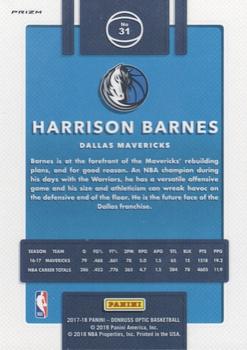 2017-18 Donruss Optic - Blue Velocity #31 Harrison Barnes Back