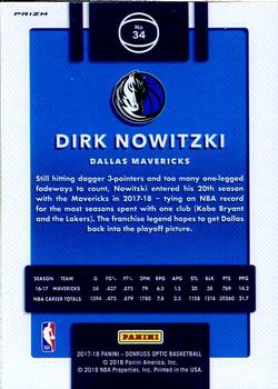2017-18 Donruss Optic - Blue Velocity #34 Dirk Nowitzki Back