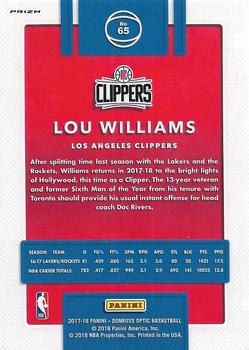 2017-18 Donruss Optic - Blue Velocity #65 Lou Williams Back