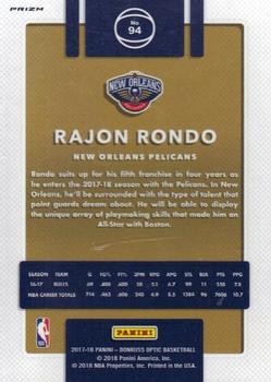 2017-18 Donruss Optic - Blue Velocity #94 Rajon Rondo Back