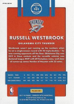 2017-18 Donruss Optic - Blue Velocity #101 Russell Westbrook Back