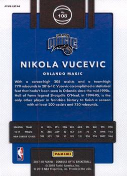 2017-18 Donruss Optic - Blue Velocity #108 Nikola Vucevic Back