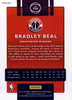 2017-18 Donruss Optic - Blue Velocity #150 Bradley Beal Back