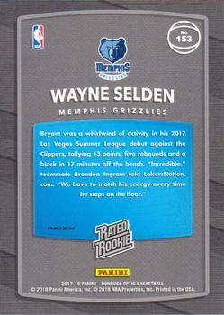 2017-18 Donruss Optic - Blue Velocity #153 Wayne Selden Jr. Back