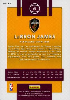 2017-18 Donruss Optic - Holo #27 LeBron James Back