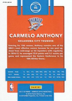 2017-18 Donruss Optic - Holo #96 Carmelo Anthony Back