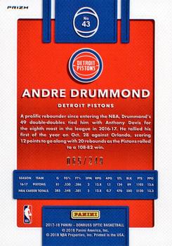 2017-18 Donruss Optic - Premium Box Set #43 Andre Drummond Back