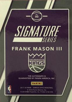 2017-18 Donruss Optic - Signature Series #90 Frank Mason III Back