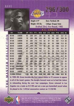 2000 Upper Deck Lakers Master Collection #XIII A.C. Green Back