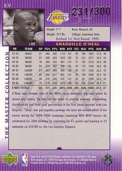 2000 Upper Deck Lakers Master Collection #XV Shaquille O'Neal Back