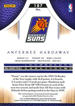 2012-13 Panini Immaculate Collection - Rookie Autographed Patches Basketball Veteran Variations #187 Anfernee Hardaway Back