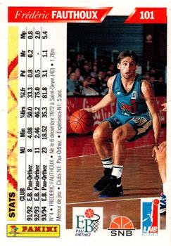 1994-95 Panini LNB (France) #101 Frederic Fauthoux Back