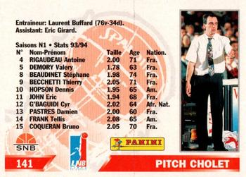 1994-95 Panini LNB (France) #141 Cholet (Roster) Back