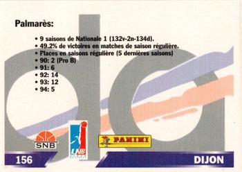 1994-95 Panini LNB (France) #156 Dijon (Logo) Back