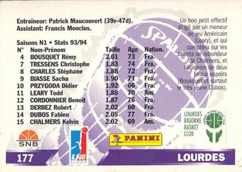 1994-95 Panini LNB (France) #177 Lourdes (Roster) Back