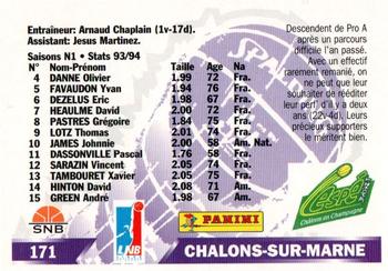 1994-95 Panini LNB (France) #171 Chalons-sur-Marne (Liste) Back
