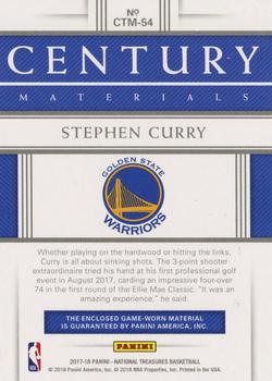 2017-18 Panini National Treasures - Century Materials #CTM-54 Stephen Curry Back