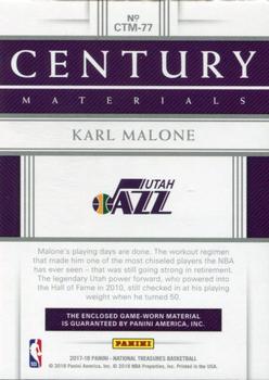 2017-18 Panini National Treasures - Century Materials #CTM-77 Karl Malone Back