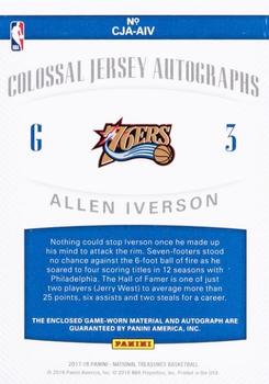 2017-18 Panini National Treasures - Colossal Jersey Autographs #CJA-AIV Allen Iverson Back