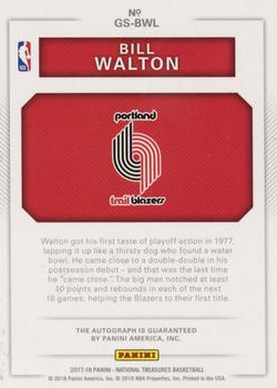 2017-18 Panini National Treasures - NBA Greats Signatures #GS-BWL Bill Walton Back