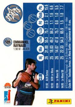 1995-96 Panini LNB (France) #103 Emmanuel Raynaud Back