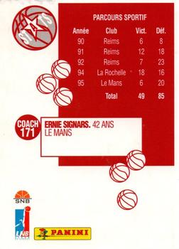 1995-96 Panini LNB (France) #171 Ernie Signars Back