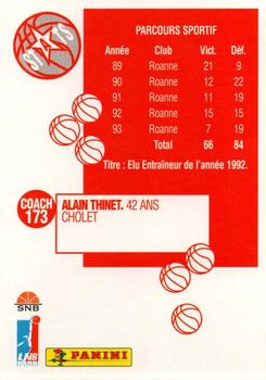 1995-96 Panini LNB (France) #173 Alain Thinet Back