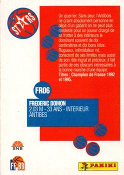 1995-96 Panini LNB (France) - Joueurs France / Equipes France #FR06 Frederic Domon Back