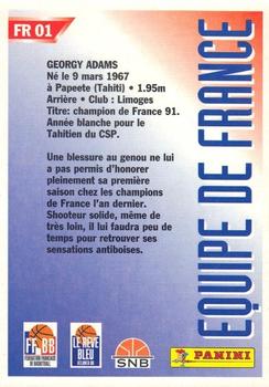 1994-95 Panini LNB (France) - Equipe de France #FR01 Georgy Adams Back