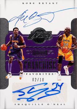 2017-18 Panini Dominion - Franchise Favorites Dual Signatures #FF-LAL Shaquille O'Neal / Kobe Bryant Front