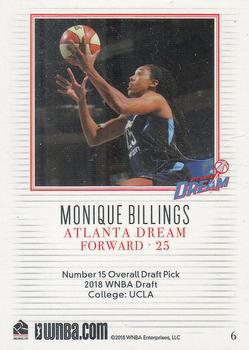2018 Rittenhouse WNBA #6 Monique Billings Back
