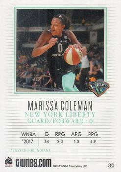 2018 Rittenhouse WNBA #80 Marissa Coleman Back
