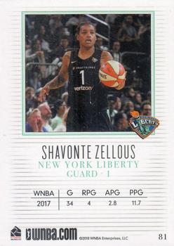2018 Rittenhouse WNBA #81 Shavonte Zellous Back