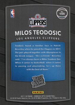 2017-18 Donruss Optic - Red and Yellow #155 Milos Teodosic Back