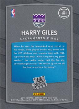2017-18 Donruss Optic - Red and Yellow #181 Harry Giles Back