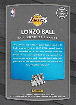 2017-18 Donruss Optic - Red and Yellow #199 Lonzo Ball Back