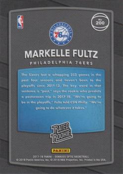 2017-18 Donruss Optic - Red and Yellow #200 Markelle Fultz Back