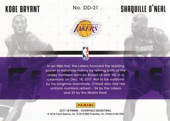 2017-18 Panini Essentials - Dynamic Duos #DD-21 Kobe Bryant / Shaquille O'Neal Back