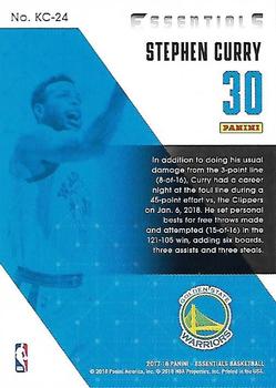 2017-18 Panini Essentials - Kings of the Court #KC-24 Stephen Curry Back