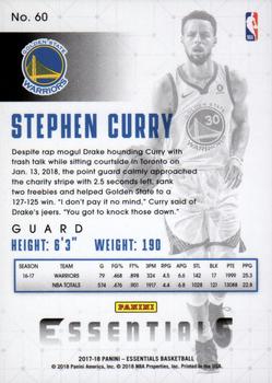 2017-18 Panini Essentials - Spiral #60 Stephen Curry Back